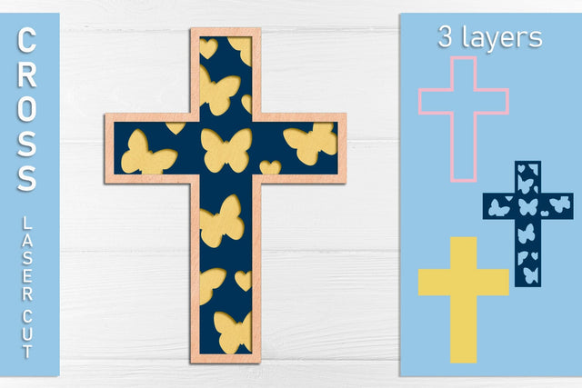 Layered cross with butterfly svg, Easter decoration SVG AnastasiyaArtDesign 
