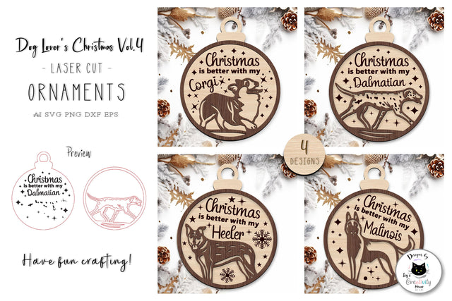 Layered Dog Christmas Ornament Laser Cut SVG Ivy's Creativity House 