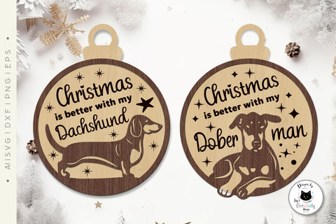 Layered Dog Christmas Ornament Laser Cut Vol.3 SVG Ivy's Creativity House 