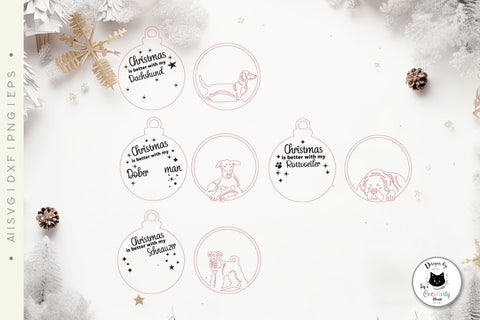 Layered Dog Christmas Ornament Laser Cut Vol.3 SVG Ivy's Creativity House 