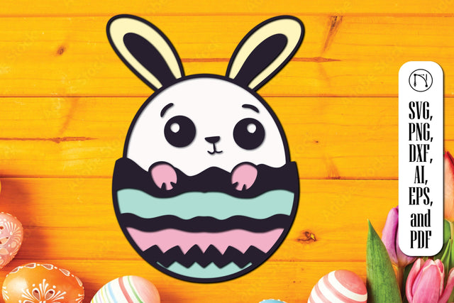 Layered Easter Bunny and Egg SVG Cut File SVG MD JOYNAL ABDIN 