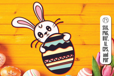 Layered Easter Bunny and Egg SVG Cut File SVG MD JOYNAL ABDIN 