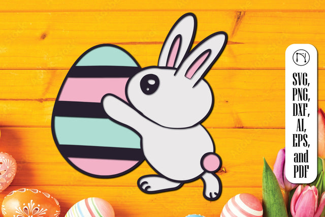 Layered Easter Bunny and Egg SVG Cut File SVG MD JOYNAL ABDIN 