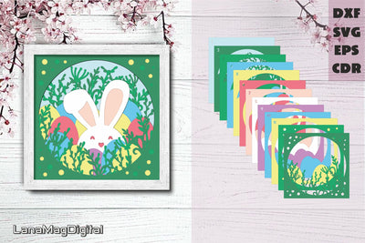 Layered Easter bunny svg Easter eggs svg Happy Easter svg 3D Paper LanaMagDigital 