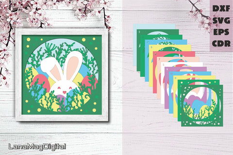 Layered Easter bunny svg Easter eggs svg Happy Easter svg 3D Paper LanaMagDigital 