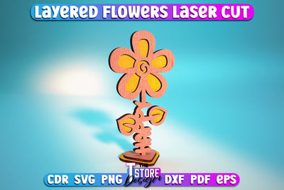 Layered Flower Design | Flower Word Design | Gift Design | Mother's Day | CNC File SVG The T Store Design 