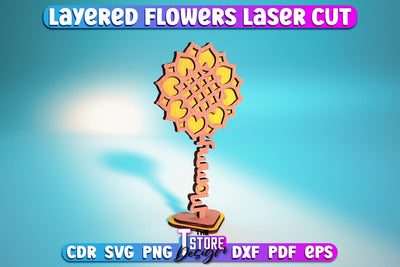 Layered Flower Design | Flower Word Design | Gift Design | Mother's Day | CNC File SVG The T Store Design 