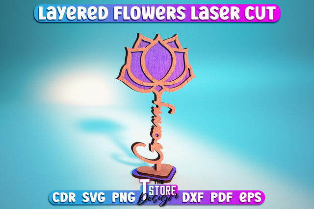 Layered Flower Design | Flower Word Design | Gift Design | Mother's Day | CNC File SVG The T Store Design 