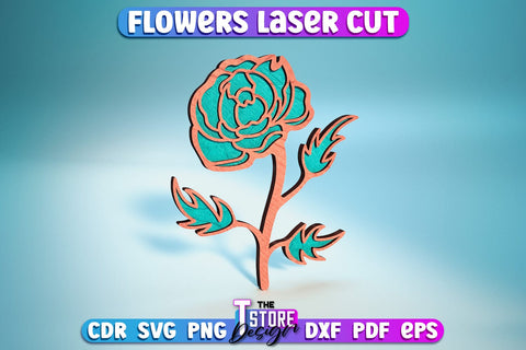 Layered Flower Laser Cut Bundle | Wooden Flower Laser Cut Design | CNC Files SVG The T Store Design 