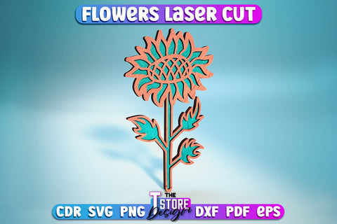 Layered Flower Laser Cut Bundle | Wooden Flower Laser Cut Design | CNC Files SVG The T Store Design 