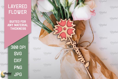 Layered Flower Laser Cut. Mother's Day SVG SVG Evgenyia Guschina 