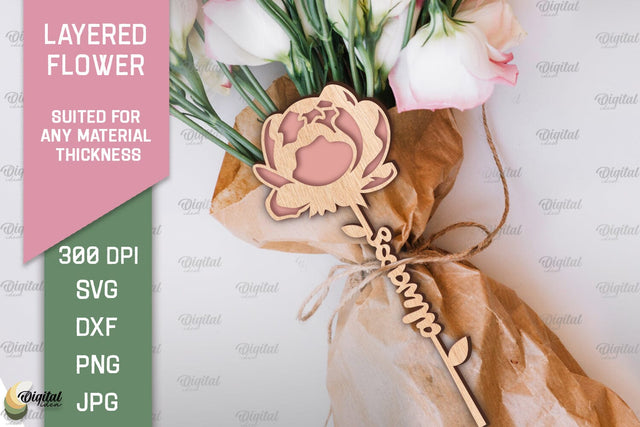 Layered Flower Laser Cut. Mother's Day SVG SVG Evgenyia Guschina 