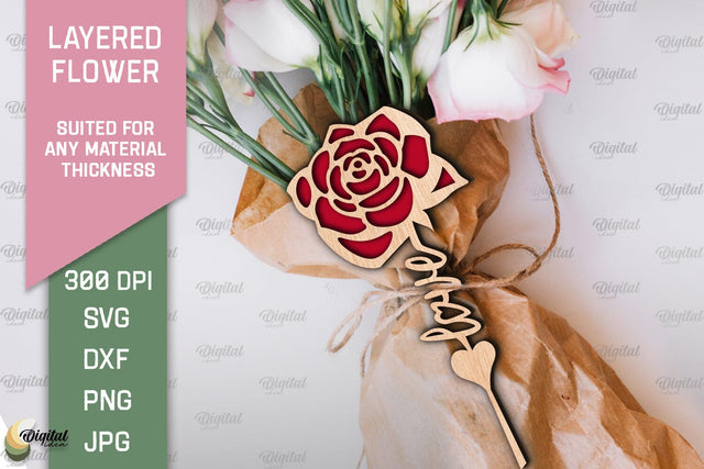 Layered Flower Laser Cut. Mother's Day SVG SVG Evgenyia Guschina 