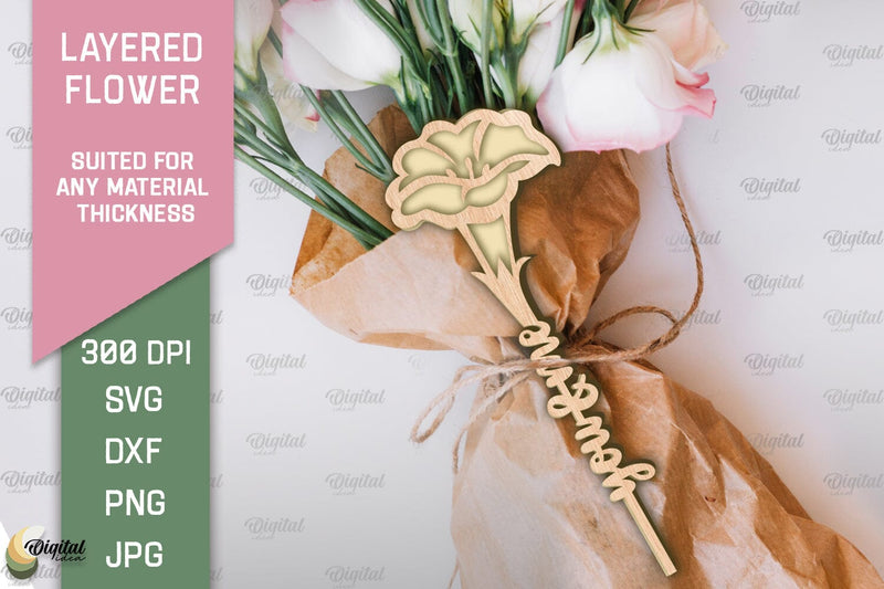 Layered Flower Laser Cut. Mother's Day SVG SVG Evgenyia Guschina 
