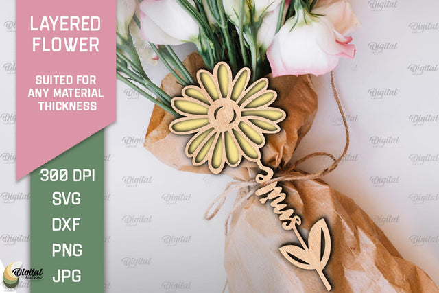 Layered Flower Laser Cut. Mother's Day SVG SVG Evgenyia Guschina 