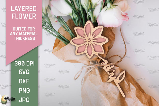 Layered Flower Laser Cut. Mother's Day SVG SVG Evgenyia Guschina 