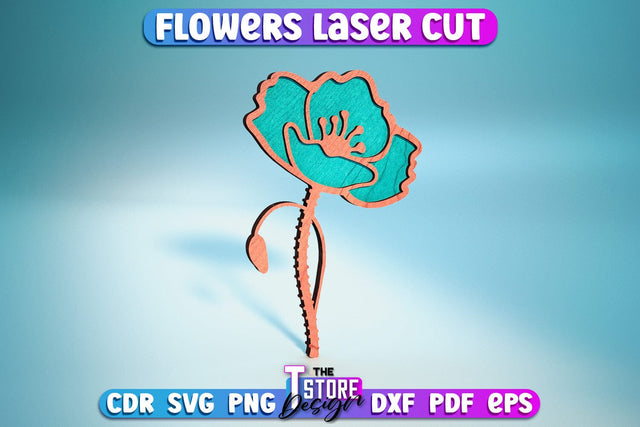 Layered Flower Laser Cut | Wooden Flower Laser Cut Design | CNC Files SVG The T Store Design 