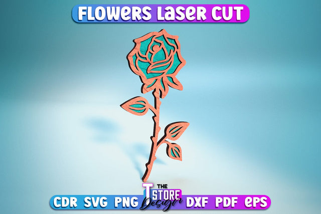 Layered Flower Laser Cut | Wooden Flower Laser Cut Design | CNC Files SVG The T Store Design 