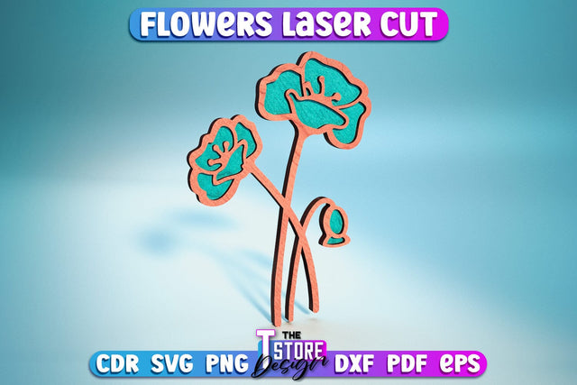 Layered Flower Laser Cut | Wooden Flower Laser Cut Design | CNC Files SVG The T Store Design 