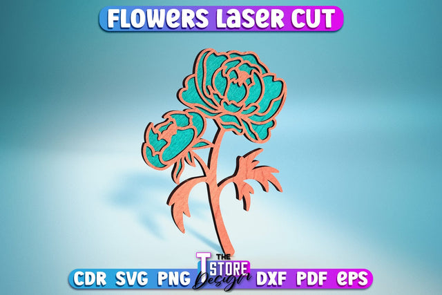 Layered Flower Laser Cut | Wooden Flower Laser Cut Design | CNC Files SVG The T Store Design 