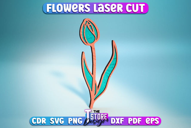 Layered Flower Laser Cut | Wooden Flower Laser Cut Design | CNC Files SVG The T Store Design 