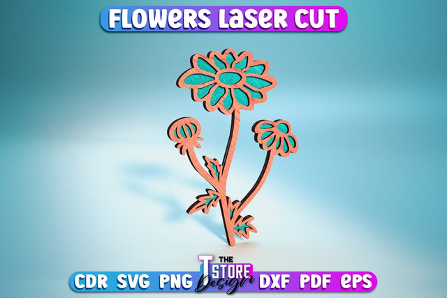 Layered Flower Laser Cut | Wooden Flower Laser Cut Design | CNC Files SVG The T Store Design 