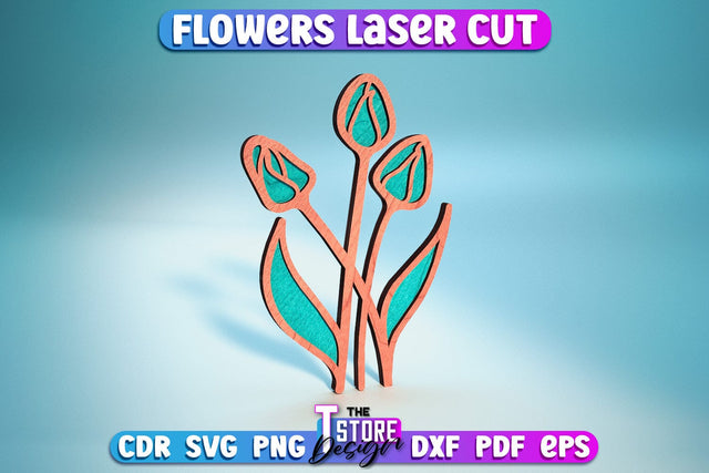 Layered Flower Laser Cut | Wooden Flower Laser Cut Design | CNC Files SVG The T Store Design 