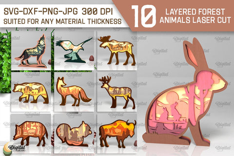 Layered Forest Animals Laser Cut Bundle. Forest Animals SVG SVG Evgenyia Guschina 