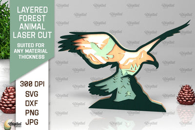 Layered Forest Eagle Laser Cut. Forest Animal SVG SVG Evgenyia Guschina 