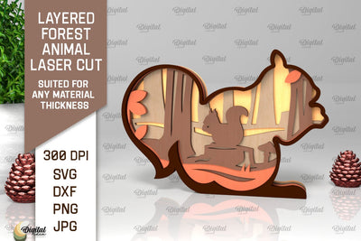 Layered Forest Squirrel Laser Cut. Forest Animal SVG SVG Evgenyia Guschina 