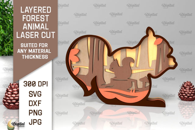 Layered Forest Squirrel Laser Cut. Forest Animal SVG SVG Evgenyia Guschina 