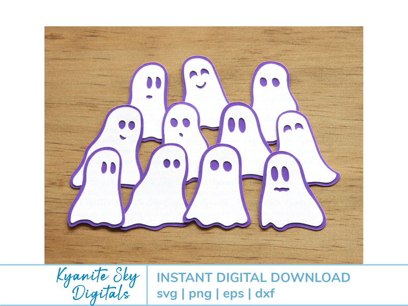 Layered Ghosts SVG Bundle for Halloween SVG Kyanite Sky Digitals 
