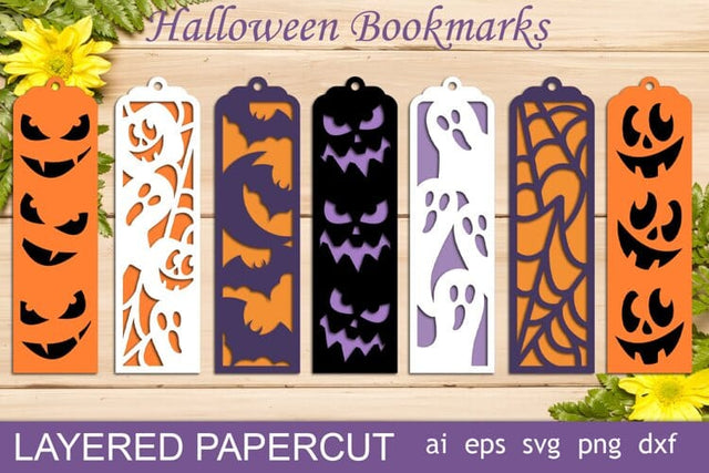 Layered Halloween Bookmarks Set, Spooky halloween SVG AnastasiyaArtDesign 