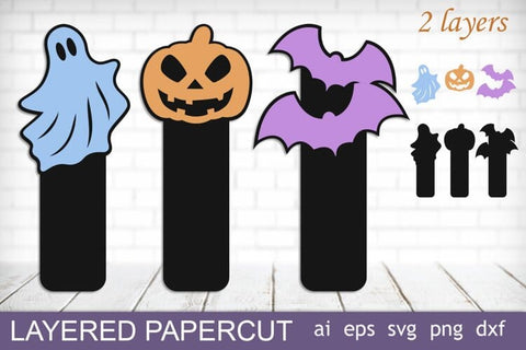 Layered Halloween set, Bookmarks laser cut, Shadow box svg SVG AnastasiyaArtDesign 