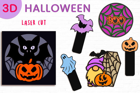 Layered Halloween set, Bookmarks laser cut, Shadow box svg SVG AnastasiyaArtDesign 