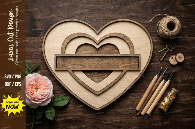 Layered Heart Frame laser Cut svg Cutting file SVG Regulrcrative 
