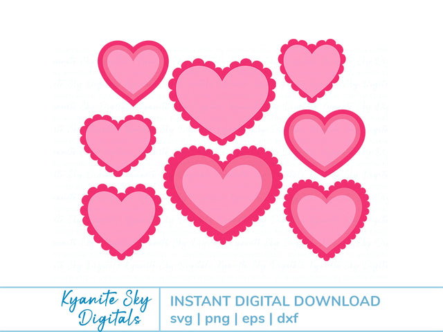 Layered Hearts SVG Bundle Love Valentine SVG Kyanite Sky Digitals 