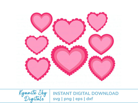 Layered Hearts SVG Bundle Love Valentine SVG Kyanite Sky Digitals 