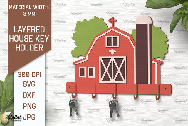 Layered House Key Holder Laser Cut. Key Holder SVG SVG Evgenyia Guschina 