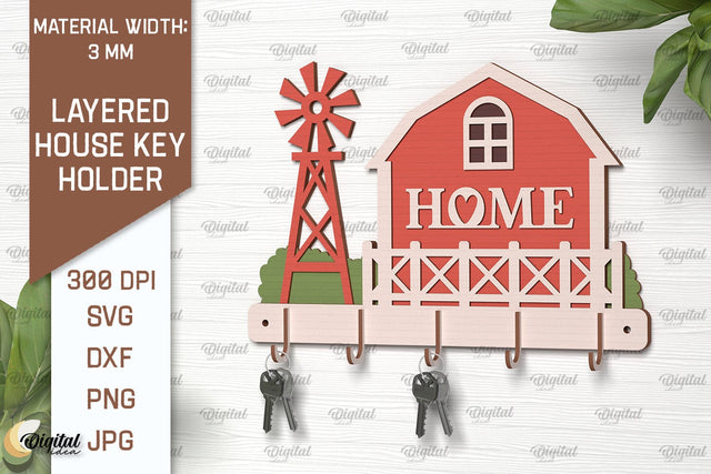 Layered House Key Holder Laser Cut. Key Holder SVG SVG Evgenyia Guschina 