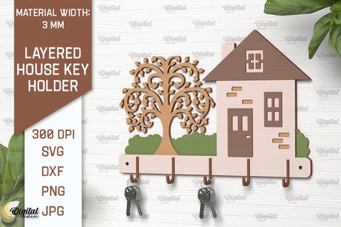 Layered House Key Holders Laser Cut Bundle. Key Holders SVG SVG Evgenyia Guschina 