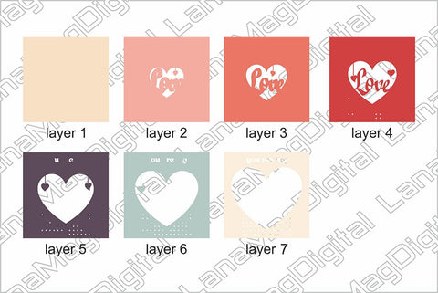 Layered love heart shadow box svg Valentine heart You are my love svg 3D Paper LanaMagDigital 