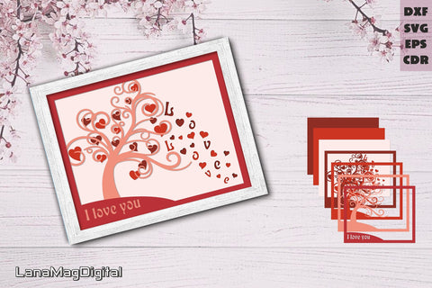 Layered love tree with hearts svg Valentines heart svg Love svg 3D Paper LanaMagDigital 