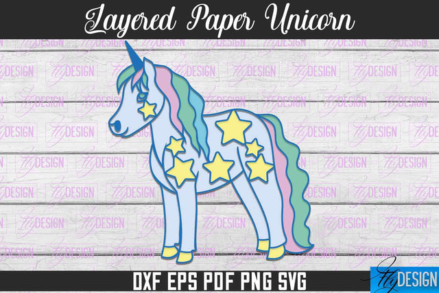 Layered Paper Unicorn | Unicorn Paper Cut | SVG File SVG Fly Design 