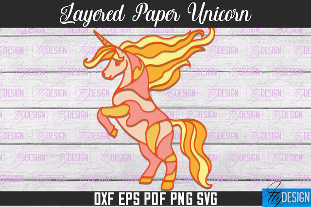 Layered Paper Unicorn | Unicorn Paper Cut | SVG File SVG Fly Design 