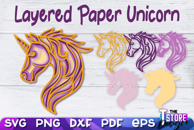 Layered Paper Unicorn | Unicorn Paper Cut | SVG File SVG The T Store Design 
