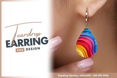 Layered papercut rainbow artistic teardrop earring png Sublimation Regulrcrative 