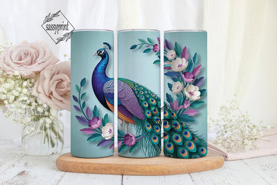 Layered Peacock 20oz Tumbler Wrap Sublimation sassyprint 
