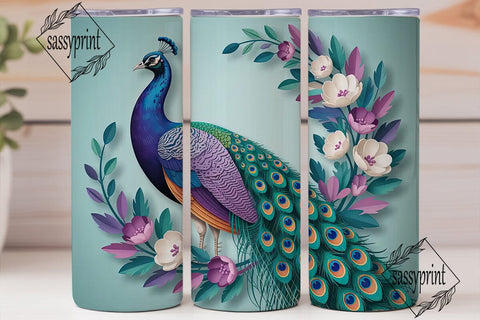 Layered Peacock 20oz Tumbler Wrap Sublimation sassyprint 