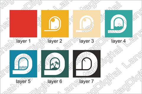 Layered Retro sunset svg Retro beach life Ocean waves svg 3D Paper LanaMagDigital 